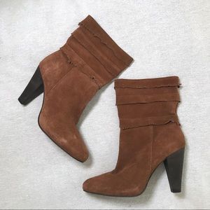 Joie Brown Suede Mid Calf Heeled Boots $495 37 7